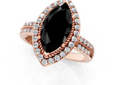 Rose gold Fancy Black Marquise Cut Diamond Double Halo Ring with Split Shank and Four-Prong Setting_1