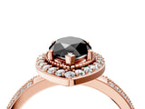 Rose gold Fancy Black Marquise Cut Diamond Double Halo Ring with Split Shank and Four-Prong Setting_4