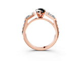 Rose gold Fancy Black Marquise Cut Diamond Engagement Ring with Baguette Side Stones and Channel Set Band_15