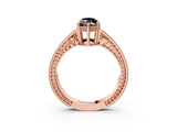 Rose gold Fancy Black Marquise Cut Diamond Engagement Ring with Milgrain Channel Set Band and Prong Setting_3