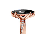 Rose gold Fancy Black Marquise Cut Diamond Engagement Ring with Side Stone Accents and Four-Prong Setting_101