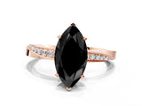 Rose gold Fancy Black Marquise Cut Diamond Engagement Ring with Side Stone Accents and Four-Prong Setting_12