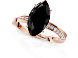 Rose gold Fancy Black Marquise Cut Diamond Engagement Ring with Side Stone Accents and Four-Prong Setting_13