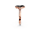 Rose gold Fancy Black Marquise Cut Diamond Engagement Ring with Side Stone Accents and Four-Prong Setting_14