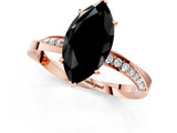 Rose gold Fancy Black Marquise Cut Diamond Engagement Ring with Side Stone Accents and Four-Prong Setting_97