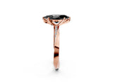 Rose gold Fancy Black Marquise Cut Diamond Engagement Ring with Side Stone Accents and Four-Prong Setting_98