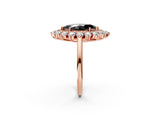 Rose gold Fancy Black Marquise Cut Diamond Floral Double Halo Engagement Ring with Prong Setting_26
