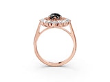 Rose gold Fancy Black Marquise Cut Diamond Floral Double Halo Engagement Ring with Prong Setting_27