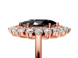 Rose gold Fancy Black Marquise Cut Diamond Floral Double Halo Engagement Ring with Prong Setting_29