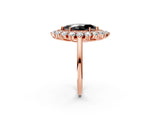 Rose gold Fancy Black Marquise Cut Diamond Floral Double Halo Engagement Ring with Prong Setting_74