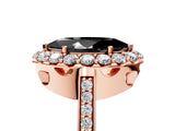 Rose gold Fancy Black Marquise Cut Diamond Floral Halo Ring with Pavé Band and Prong Setting_8