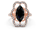 Rose gold Fancy Black Marquise Cut Diamond Floral Halo Split Shank Prong Setting Ring_12