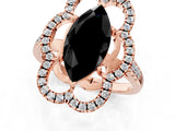 Rose gold Fancy Black Marquise Cut Diamond Floral Halo Split Shank Prong Setting Ring_13