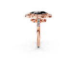 Rose gold Fancy Black Marquise Cut Diamond Floral Halo Split Shank Prong Setting Ring_14