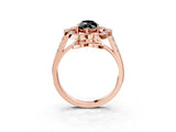 Rose gold Fancy Black Marquise Cut Diamond Floral Halo Split Shank Prong Setting Ring_15