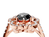 Rose gold Fancy Black Marquise Cut Diamond Floral Halo Split Shank Prong Setting Ring_16