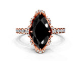 Rose gold Fancy Black Marquise Cut Diamond Halo Pave Band with Four-Prong Setting_3