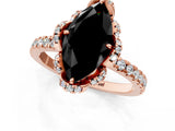 Rose gold Fancy Black Marquise Cut Diamond Halo Pave Band with Four-Prong Setting_4