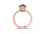 Rose gold Fancy Black Marquise Cut Diamond Halo Pave Band with Four-Prong Setting_6