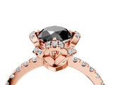 Rose gold Fancy Black Marquise Cut Diamond Halo Pave Band with Four-Prong Setting_7