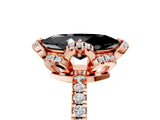 Rose gold Fancy Black Marquise Cut Diamond Halo Pave Band with Four-Prong Setting_8