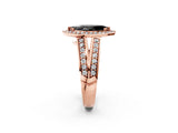 Rose gold Fancy Black Marquise Cut Diamond Halo Ring with Split Shank Pavé Band and Four-Prong Setting_2