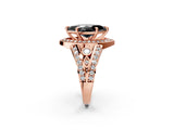 Rose gold Fancy Black Marquise Cut Diamond Halo Ring with Split Shank and Bezel Accents and Four-Prong Setting_2