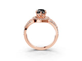 Rose gold Fancy Black Marquise Cut Diamond Halo Ring with Split Shank and Bezel Accents and Four-Prong Setting_3