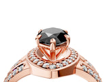Rose gold Fancy Black Marquise Cut Diamond Halo Ring with Split Shank and Bezel Accents and Four-Prong Setting_4
