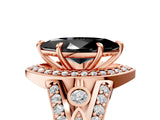 Rose gold Fancy Black Marquise Cut Diamond Halo Ring with Split Shank and Bezel Accents and Four-Prong Setting_5