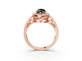 Rose gold Fancy Black Marquise Cut Diamond Halo Ring with Split Shank and Bezel Accents and Prong Setting_3