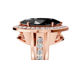 Rose gold Fancy Black Marquise Cut Diamond Halo Ring with Split Shank and Bezel Accents and Prong Setting_5
