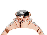 Rose gold Fancy Black Marquise Cut Diamond  Halo Twist Band Solitaire Prong Setting Ring_16