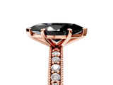 Rose gold Fancy Black Marquise Cut Diamond Milgrain Pavé Engagement Ring with Four-Prong Setting_5