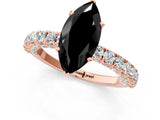 Rose gold Fancy Black Marquise Cut Diamond Pavé Band Solitaire Ring with Prong Setting_13