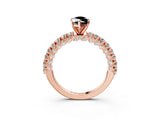 Rose gold Fancy Black Marquise Cut Diamond Pavé Band Solitaire Ring with Prong Setting_15