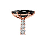 Rose gold Fancy Black Marquise Cut Diamond Pavé Band Solitaire Ring with Prong Setting_17