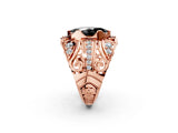 Rose gold Fancy Black Marquise Cut Diamond Pave Art Deco Split Shank Ring with Four-Prong Setting_2