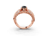 Rose gold Fancy Black Marquise Cut Diamond Pave Art Deco Split Shank Ring with Four-Prong Setting_3