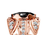 Rose gold Fancy Black Marquise Cut Diamond Pave Art Deco Split Shank Ring with Four-Prong Setting_5