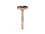 Rose gold Fancy Black Marquise Cut Diamond Pave Band Solitaire Ring with Four-Prong Setting_14