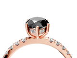 Rose gold Fancy Black Marquise Cut Diamond Pave Band Solitaire Ring with Four-Prong Setting_16