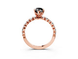 Rose gold Fancy Black Marquise Cut Diamond Prong Set Engagement Ring with Pave Band_3