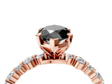 Rose gold Fancy Black Marquise Cut Diamond Prong Set Engagement Ring with Pave Band_4