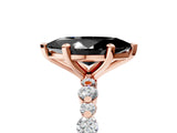 Rose gold Fancy Black Marquise Cut Diamond Prong Set Engagement Ring with Pave Band_5