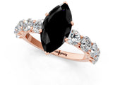 Rose gold Fancy Black Marquise Cut Diamond Prong Setting with Side Stones on a Pave Band_1