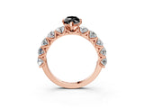 Rose gold Fancy Black Marquise Cut Diamond Prong Setting with Side Stones on a Pave Band_3