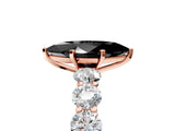 Rose gold Fancy Black Marquise Cut Diamond Prong Setting with Side Stones on a Pave Band_5