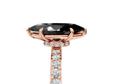 Rose gold Fancy Black Marquise Cut Diamond Ring with Pavé Band and Four-Prong Setting_5