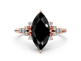 Rose gold Fancy Black Marquise Cut Diamond Ring with Side Stones and Four-Prong Setting_36